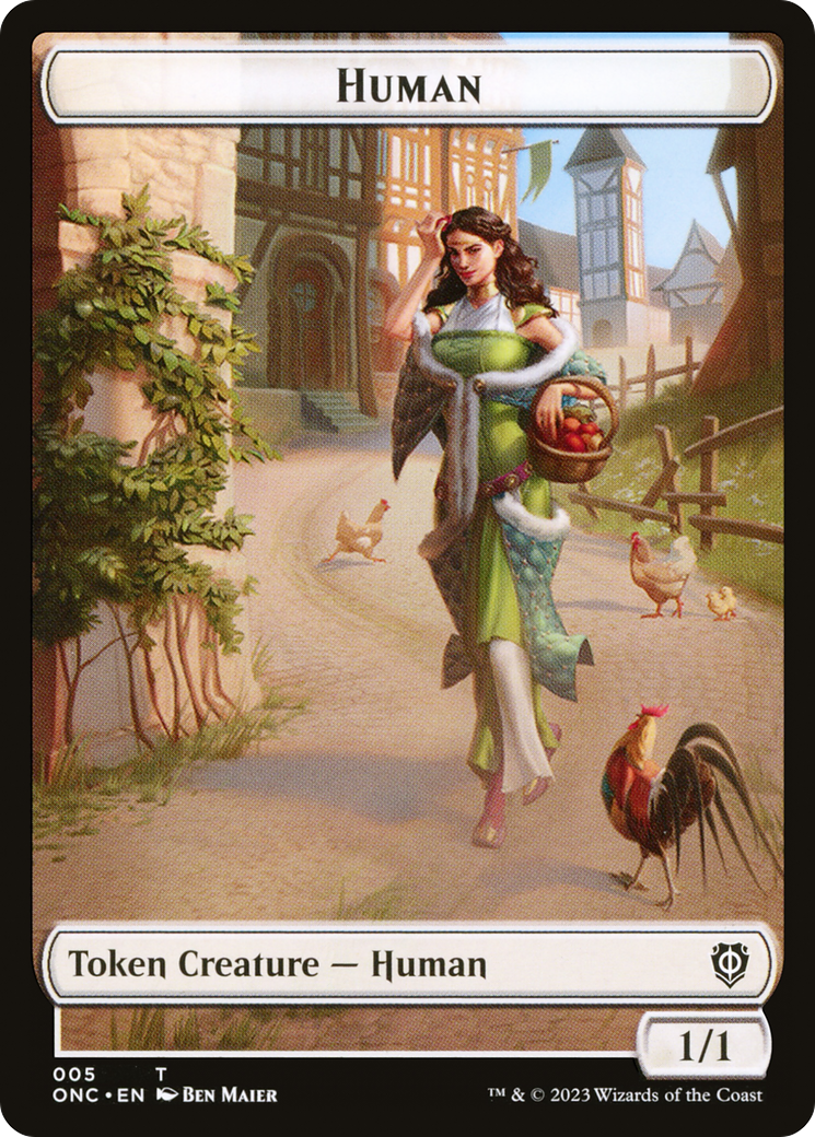 Human // Spirit Double-Sided Token [Phyrexia: All Will Be One Commander Tokens] | Sanctuary Gaming
