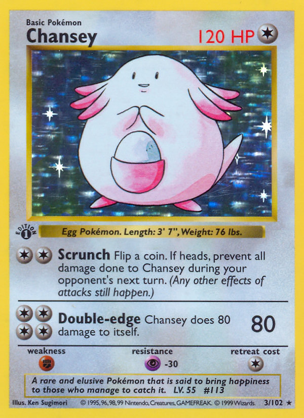 Chansey (3/102) (Shadowless) [Base Set 1st Edition] | Sanctuary Gaming