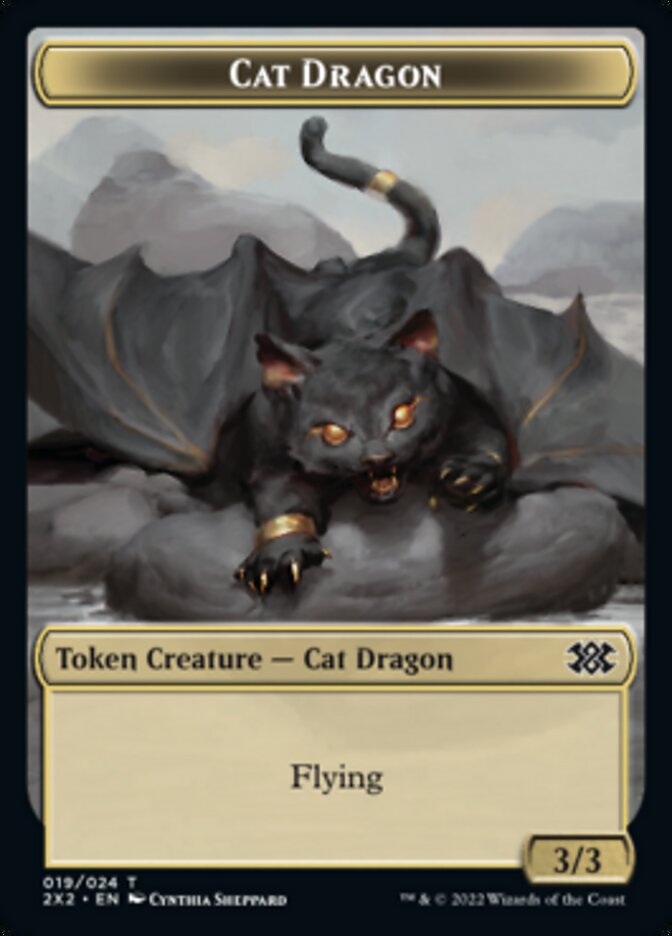 Cat Dragon // Knight Double-sided Token [Double Masters 2022 Tokens] | Sanctuary Gaming