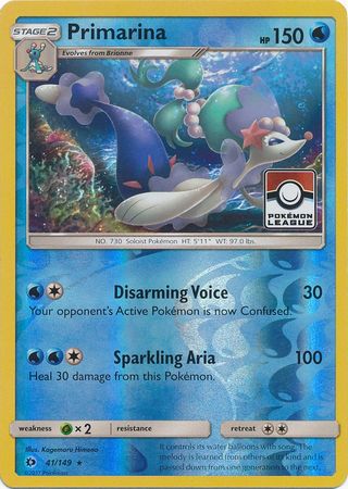 Primarina (41/149) (League Promo) [Sun & Moon: Base Set] | Sanctuary Gaming