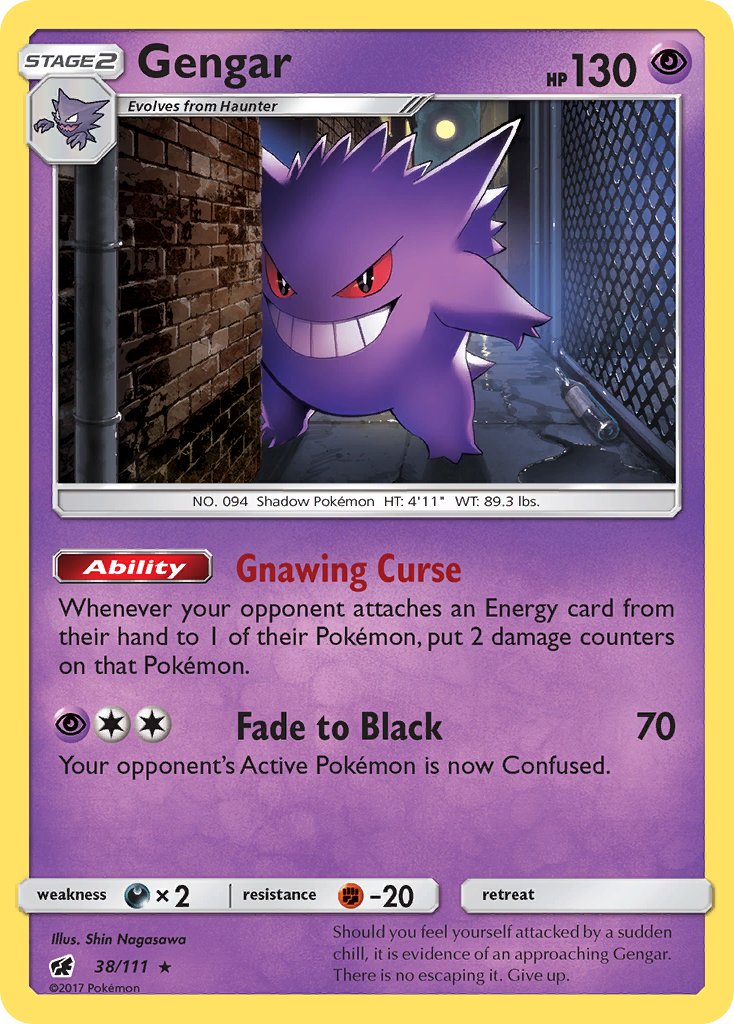 Gengar (38/111) (Prerelease Kit Exclusive) (Theme Deck Exclusive) [Sun & Moon: Crimson Invasion] | Sanctuary Gaming