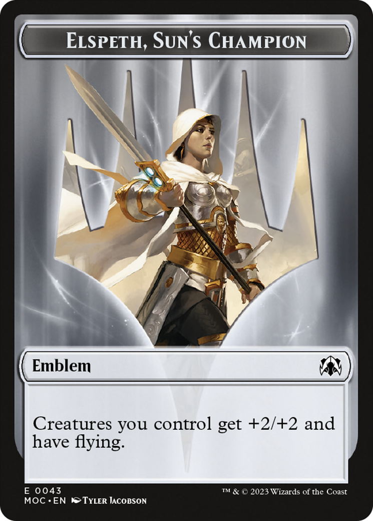 Warrior // Elspeth, Sun's Champion Emblem Double-Sided Token [March of the Machine Commander Tokens] | Sanctuary Gaming