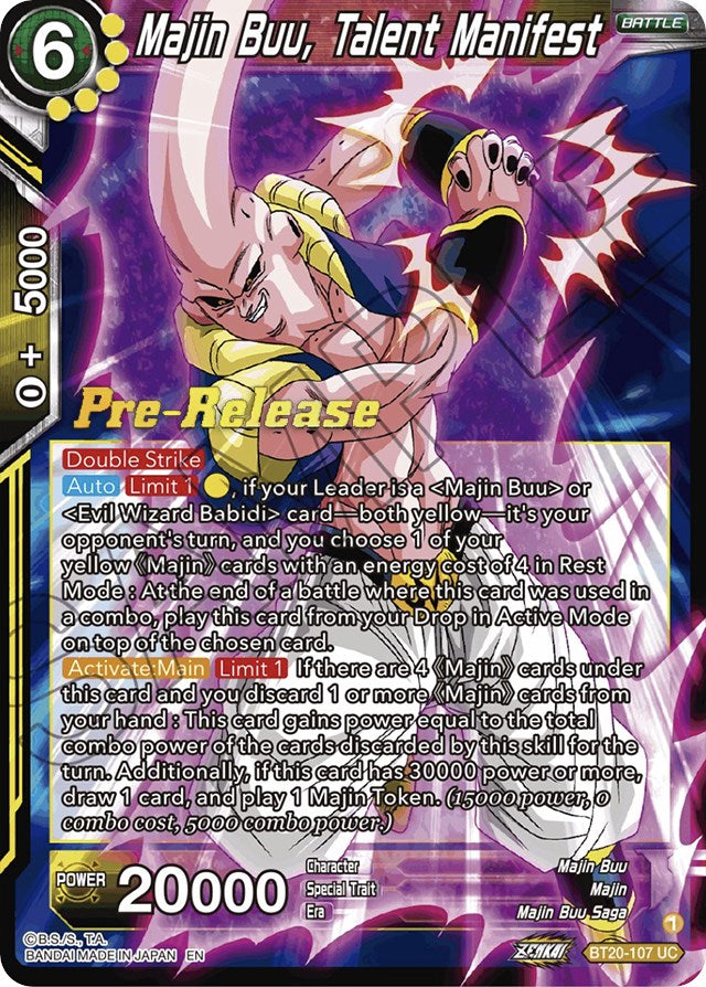 Majin Buu, Talent Manifest (BT20-107) [Power Absorbed Prerelease Promos] | Sanctuary Gaming