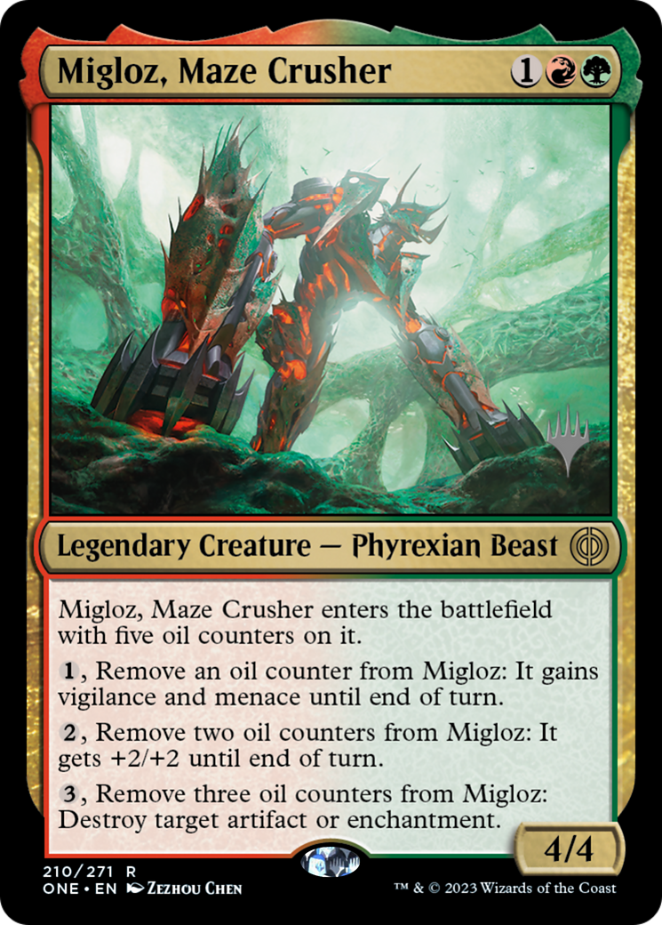 Migloz, Maze Crusher (Promo Pack) [Phyrexia: All Will Be One Promos] | Sanctuary Gaming