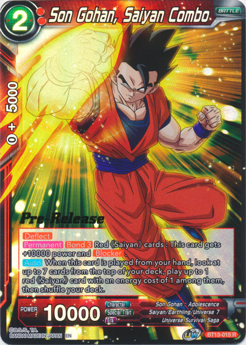 Son Gohan, Saiyan Combo (BT13-015) [Supreme Rivalry Prerelease Promos] | Sanctuary Gaming