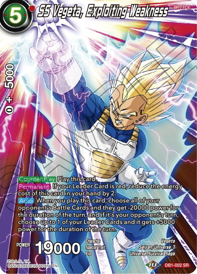 SS Vegeta, Exploiting Weakness (DB1-002) [Theme Selection: History of Vegeta] | Sanctuary Gaming