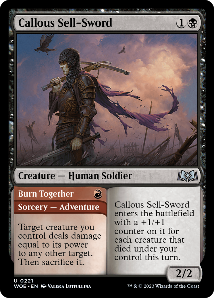Callous Sell-Sword // Burn Together [Wilds of Eldraine] | Sanctuary Gaming
