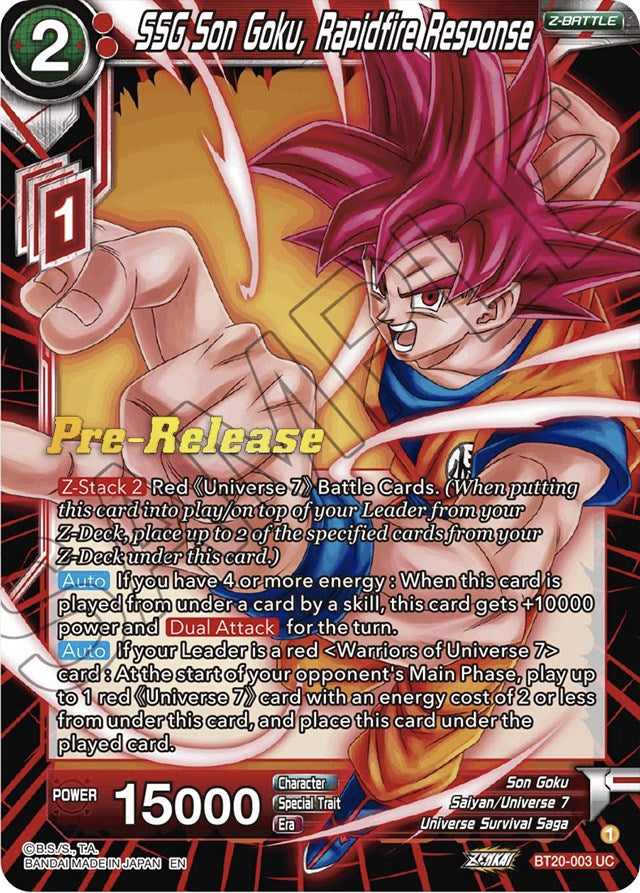 SSG Son Goku, Rapidfire Response (BT20-003) [Power Absorbed Prerelease Promos] | Sanctuary Gaming