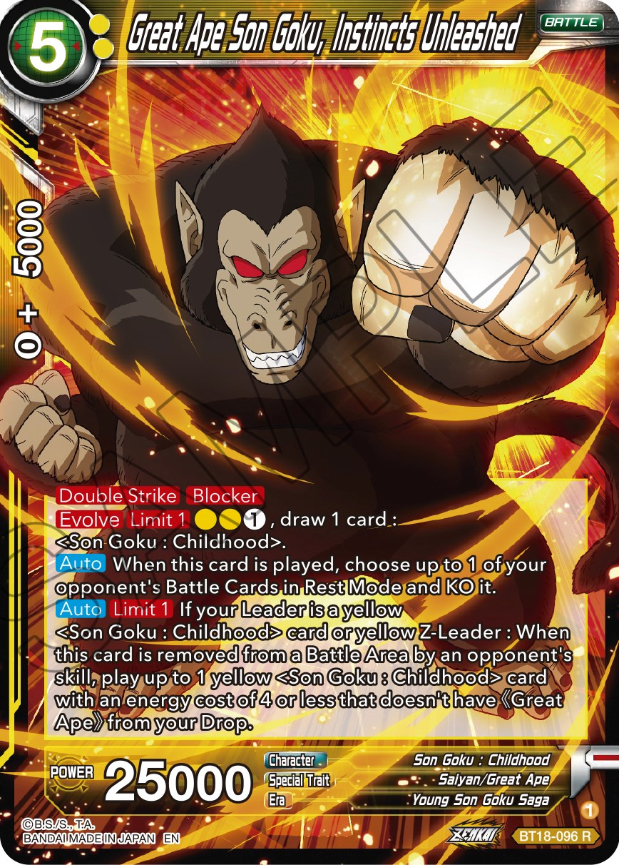 Great Ape Son Goku, Instincts Unleashed (BT18-096) [Dawn of the Z-Legends] | Sanctuary Gaming