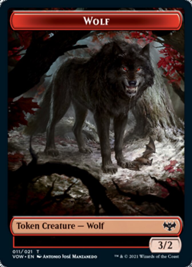 Wolf (011) // Treasure Double-sided Token [Innistrad: Crimson Vow Tokens] | Sanctuary Gaming
