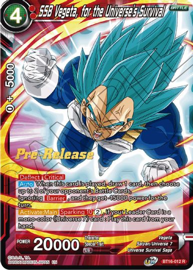 SSB Vegeta, for the Universe's Survival (BT16-012) [Realm of the Gods Prerelease Promos] | Sanctuary Gaming