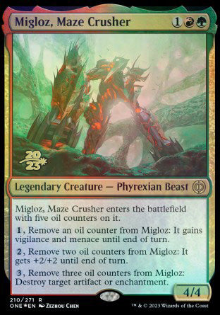 Migloz, Maze Crusher [Phyrexia: All Will Be One Prerelease Promos] | Sanctuary Gaming