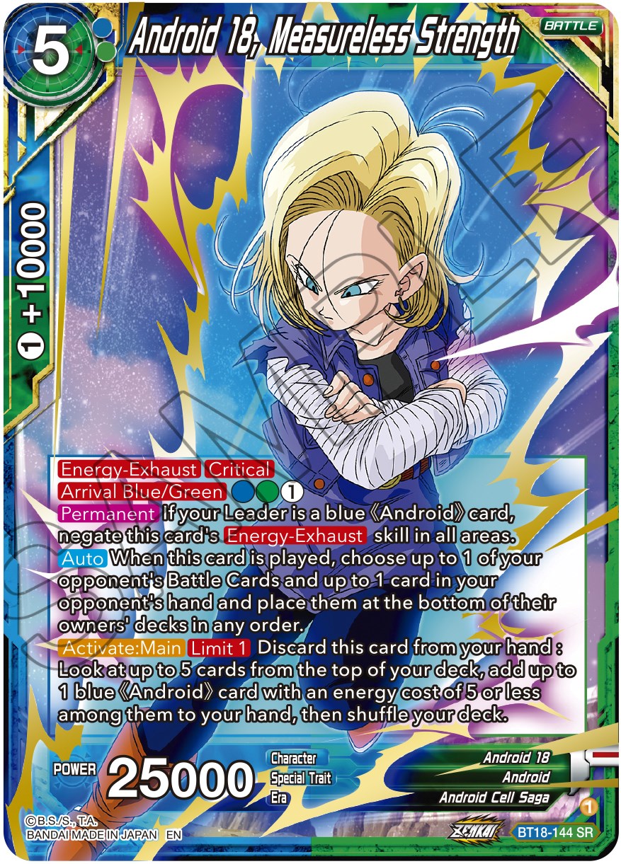 Android 18, Measureless Strength (BT18-144) [Dawn of the Z-Legends] | Sanctuary Gaming