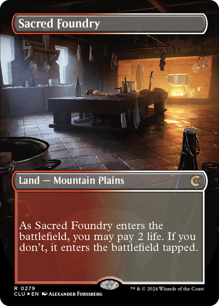 Sacred Foundry (Borderless) [Ravnica: Clue Edition] | Sanctuary Gaming