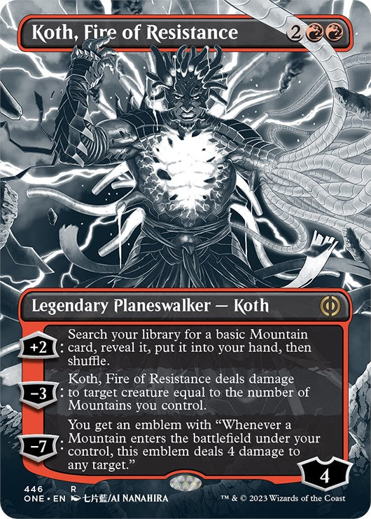 Koth, Fire of Resistance (Borderless Manga Step-and-Compleat Foil) [Phyrexia: All Will Be One] | Sanctuary Gaming