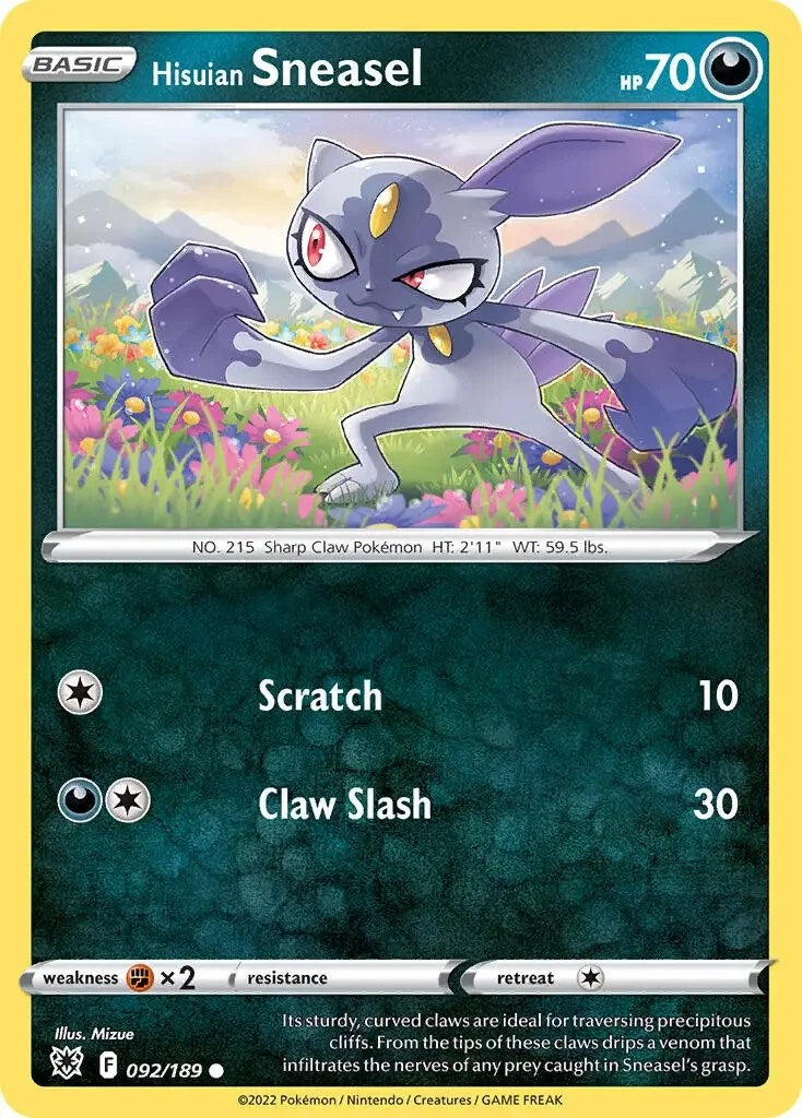 Hisuian Sneasel (092/189) (Theme Deck Exclusive) [Sword & Shield: Astral Radiance] | Sanctuary Gaming