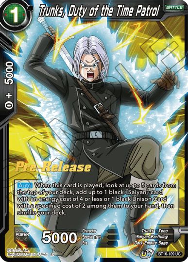 Trunks, Duty of the Time Patrol (BT16-109) [Realm of the Gods Prerelease Promos] | Sanctuary Gaming