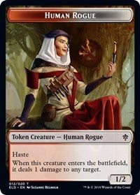 Human Rogue // Food (17) Double-sided Token [Throne of Eldraine Tokens] | Sanctuary Gaming