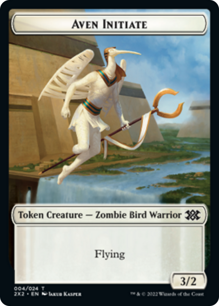 Worm // Aven Initiate Double-sided Token [Double Masters 2022 Tokens] | Sanctuary Gaming