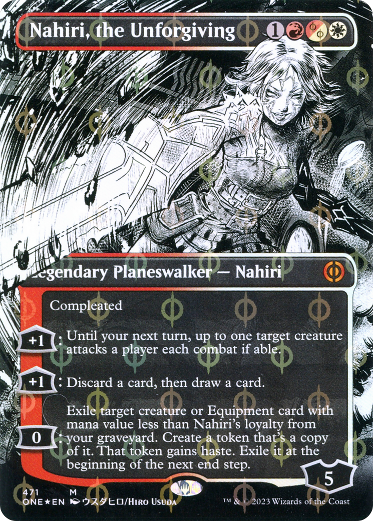 Nahiri, the Unforgiving (Borderless Manga Step-and-Compleat Foil) [Phyrexia: All Will Be One] | Sanctuary Gaming