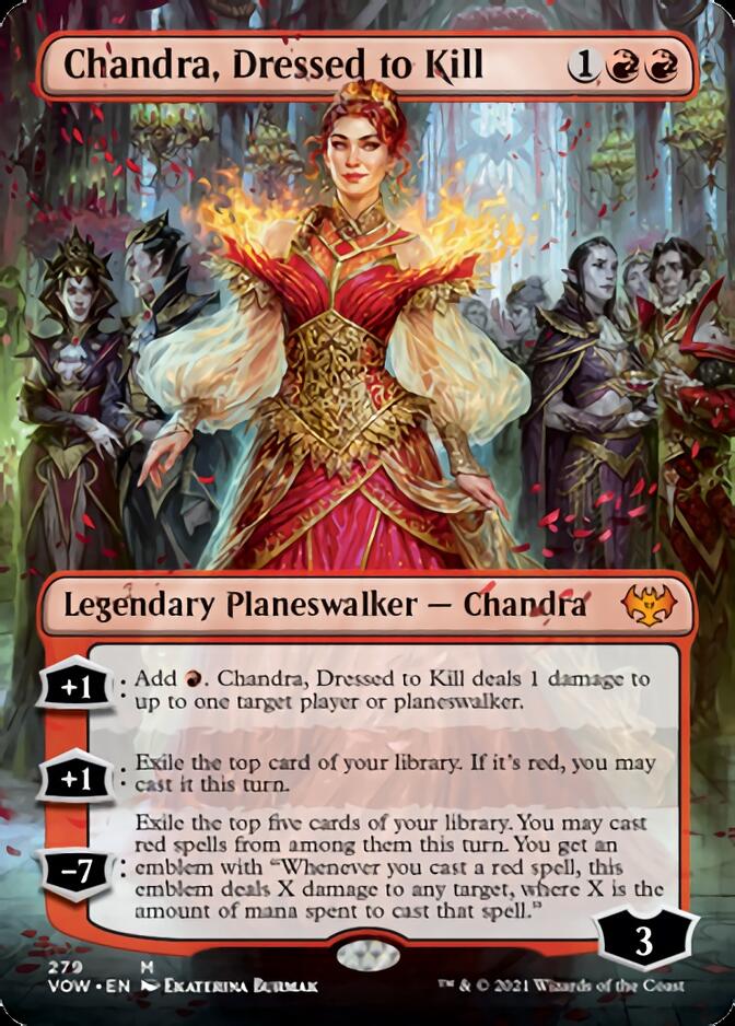 Chandra, Dressed to Kill (Borderless) [Innistrad: Crimson Vow] | Sanctuary Gaming