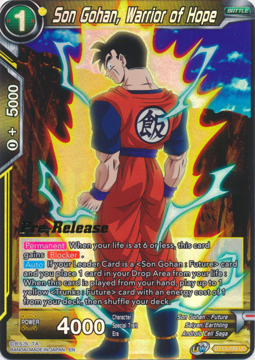Son Gohan, Warrior of Hope (BT13-099) [Supreme Rivalry Prerelease Promos] | Sanctuary Gaming